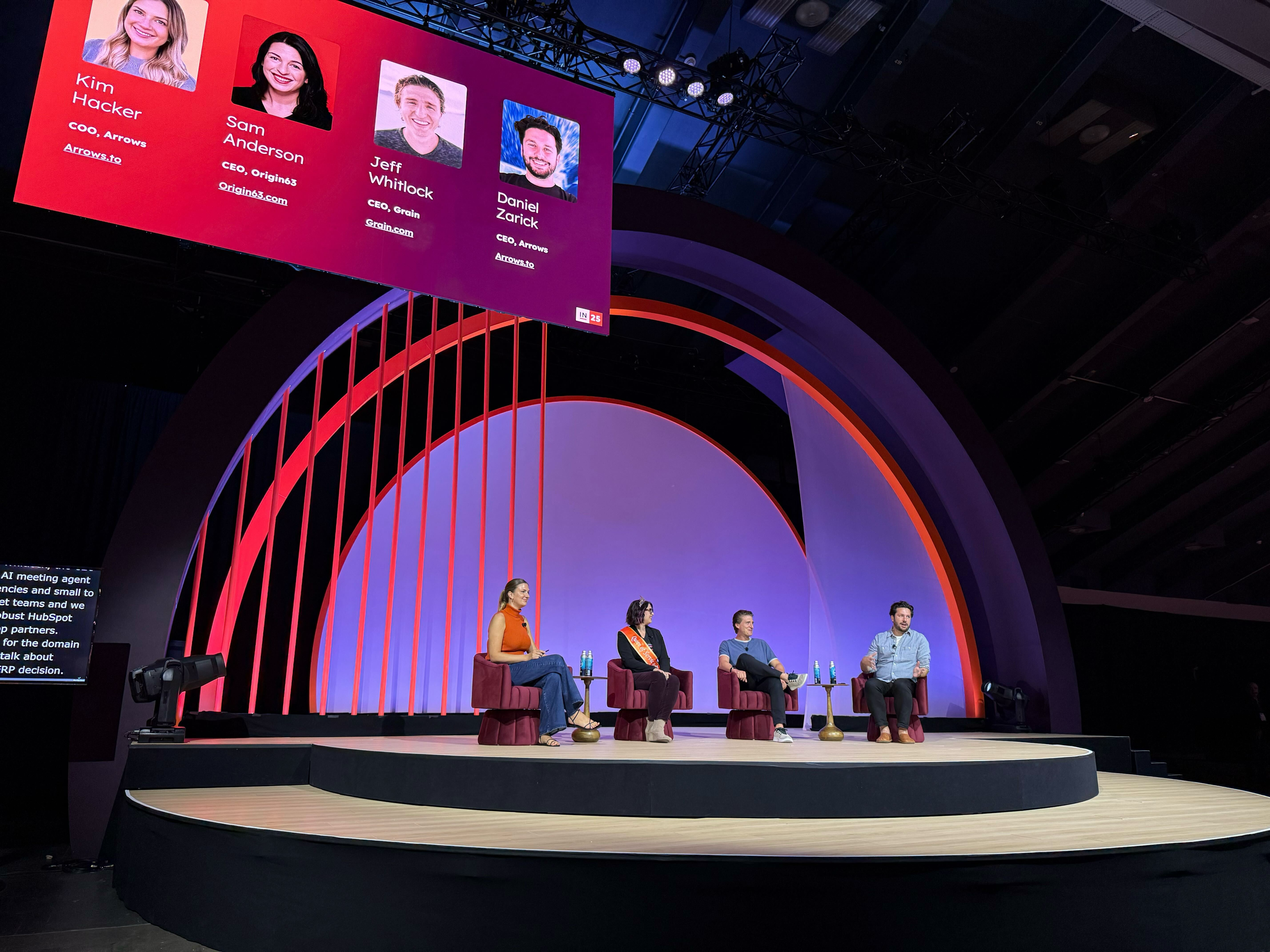 Sam Anderson with Daniel Zarick (Arrows), Kim Hacker (Arrows) and Jeff Whitlock (Grain) in HubSpot Inbound Panel Debate on AI and Customer Retention