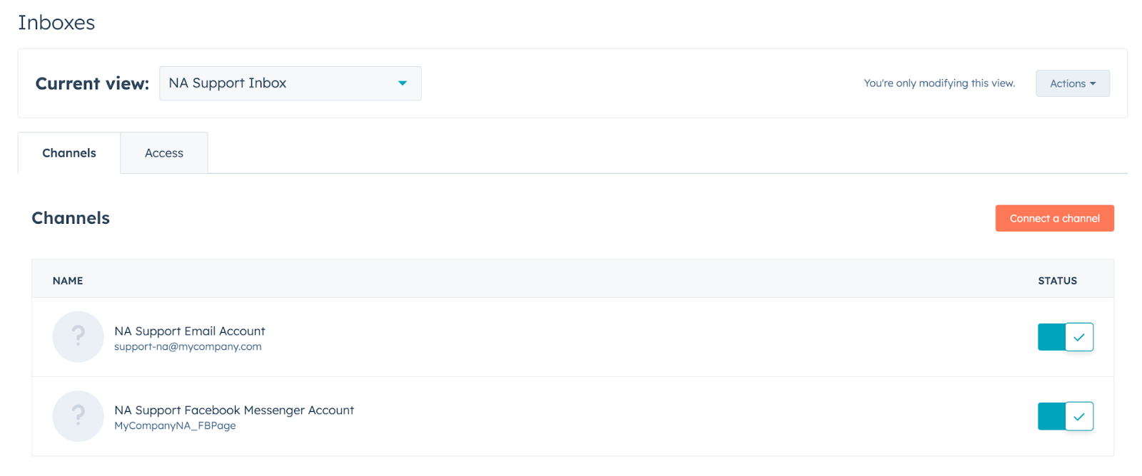 Connecting channel accounts to HubSpot, Custom channel API