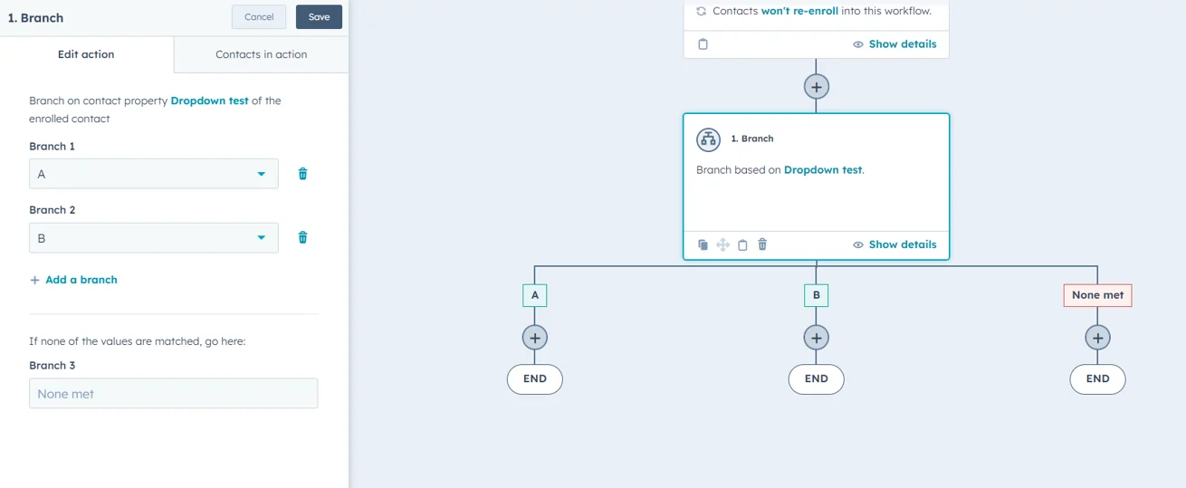 HubSpot Workflow Branch, AND/OR Logic (If/Then)