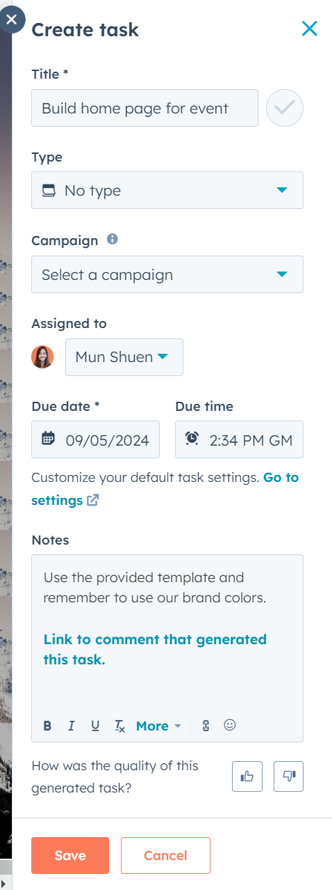 HubSpot Automation, AI-Suggested Tasks from Comments