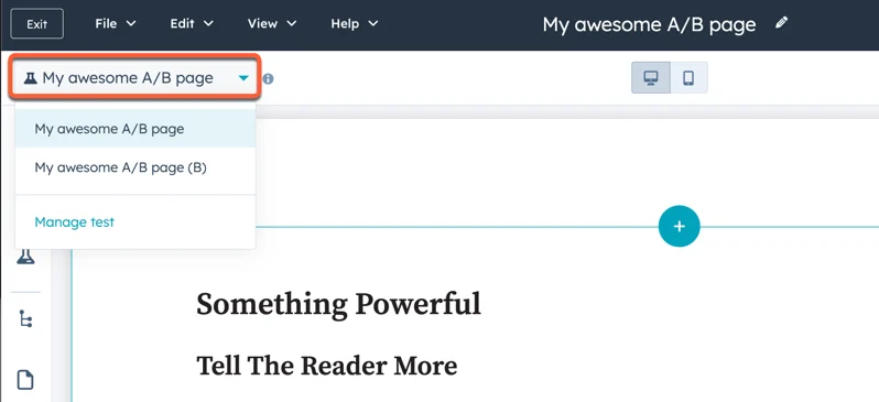 Creating two versions of a content for A/B Testing in HubSpot