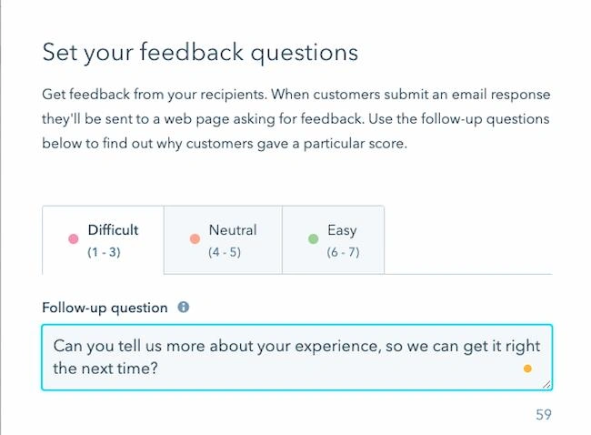 HubSpot Interface, Set your feedback questions in HubSpot Surveys