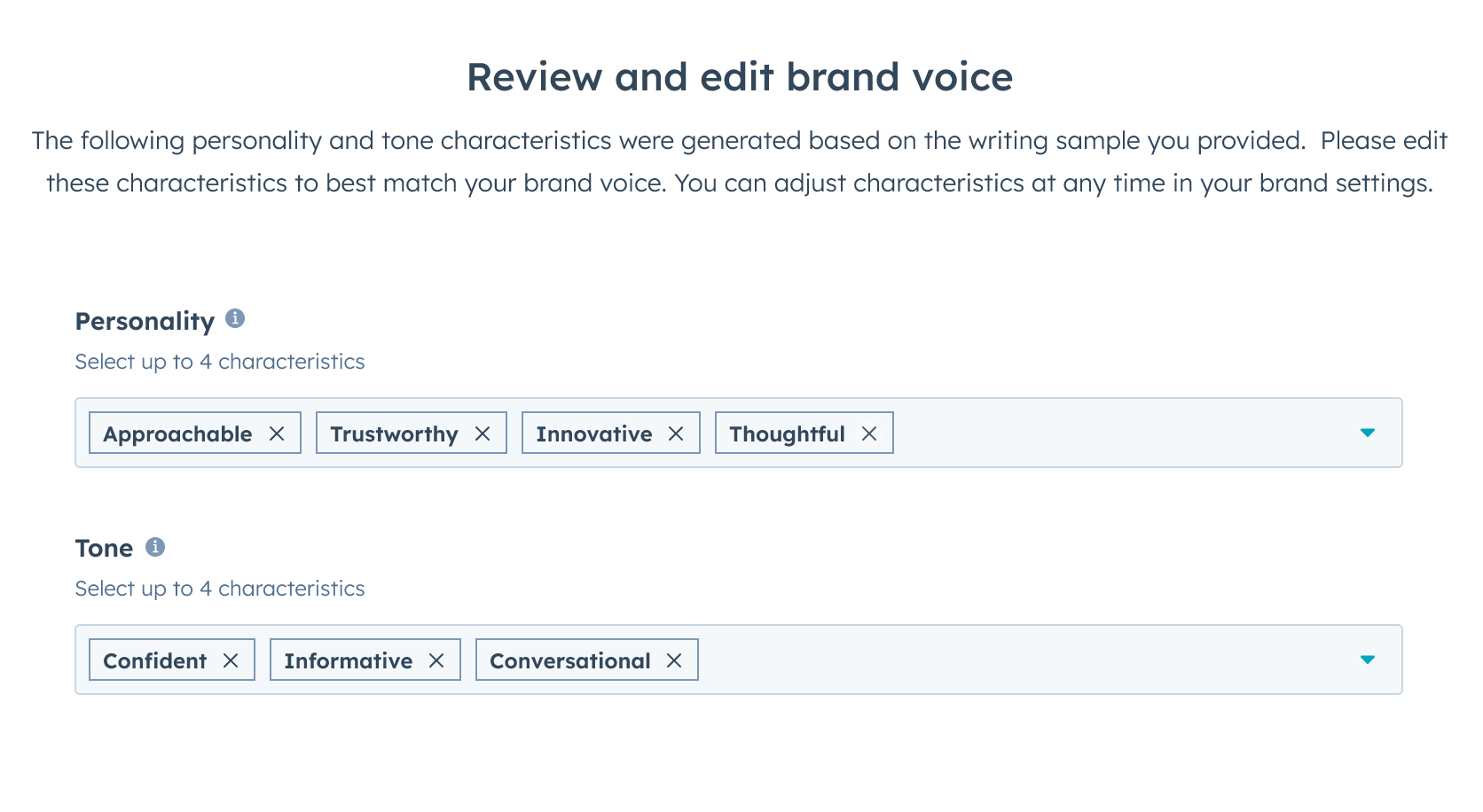 Review and edit brand voice, HubSpot’s Brand Voice Editor