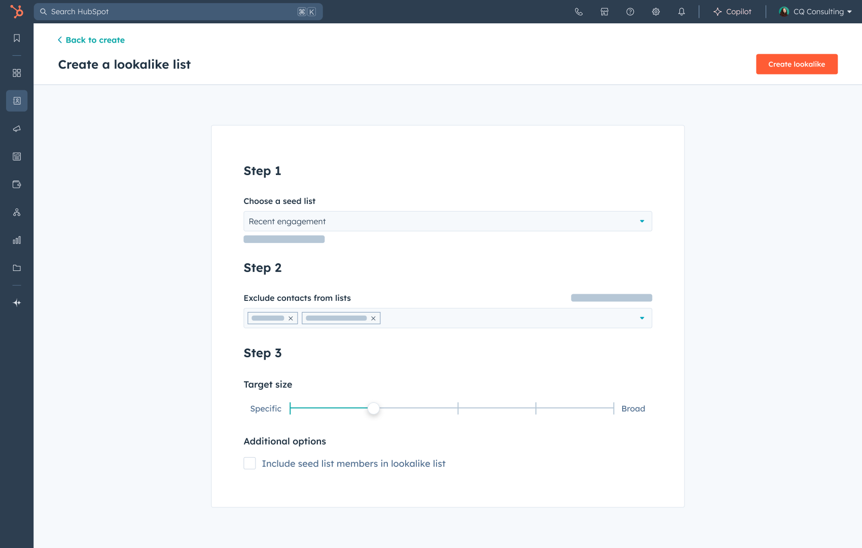  HubSpot, Exclude contacts from lists
