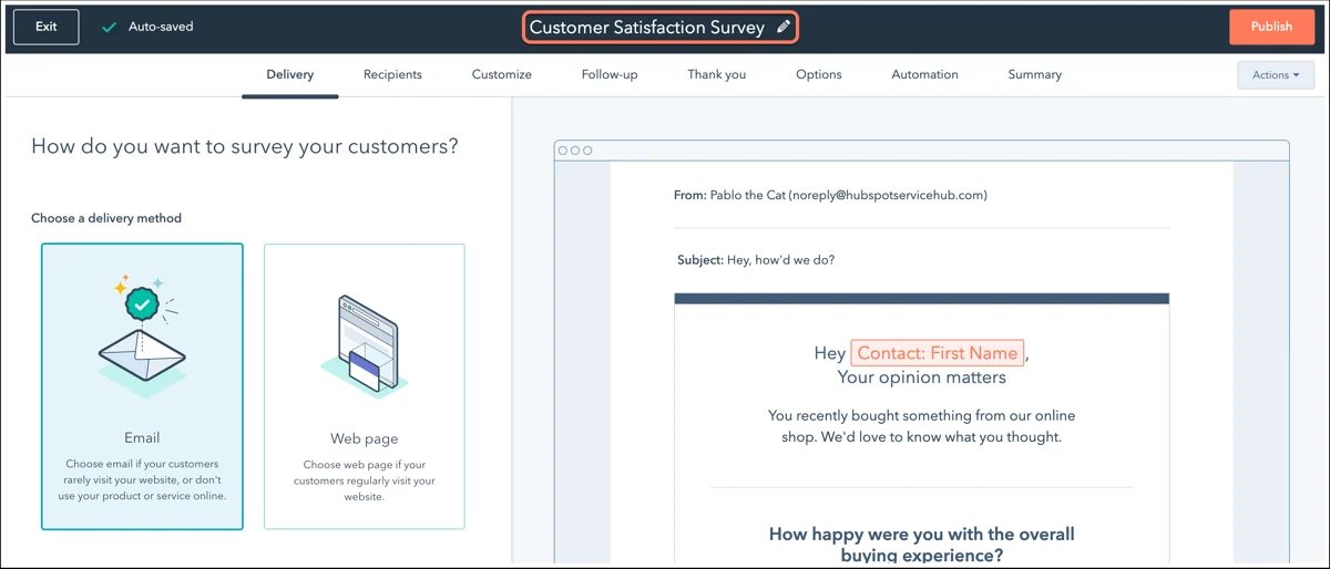 HubSpot Feedback. Create Customer Satisfaction Surveys