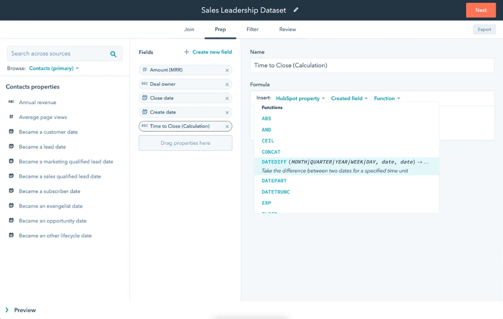 HubSpot, Build Clearer Reports with Datasets