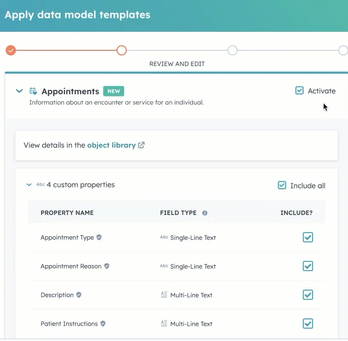 HubSpot, Use Data Model Templates to Skip the Manual Setup