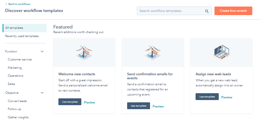  HubSpot’s Workflows Tool, Choose a Workflow Template