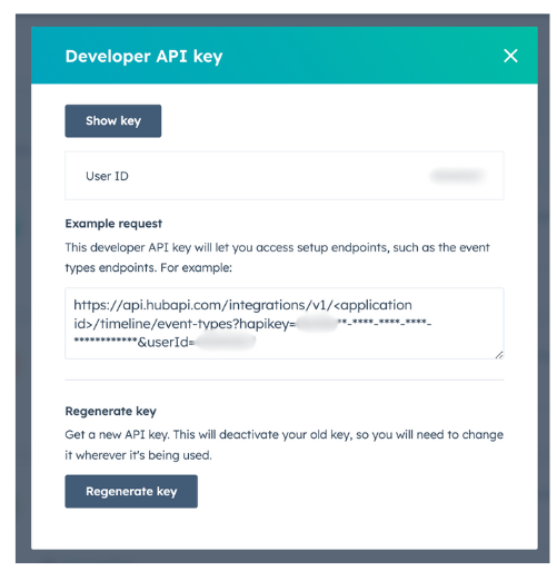 Register your custom channel, Developer API Key, HubSpot