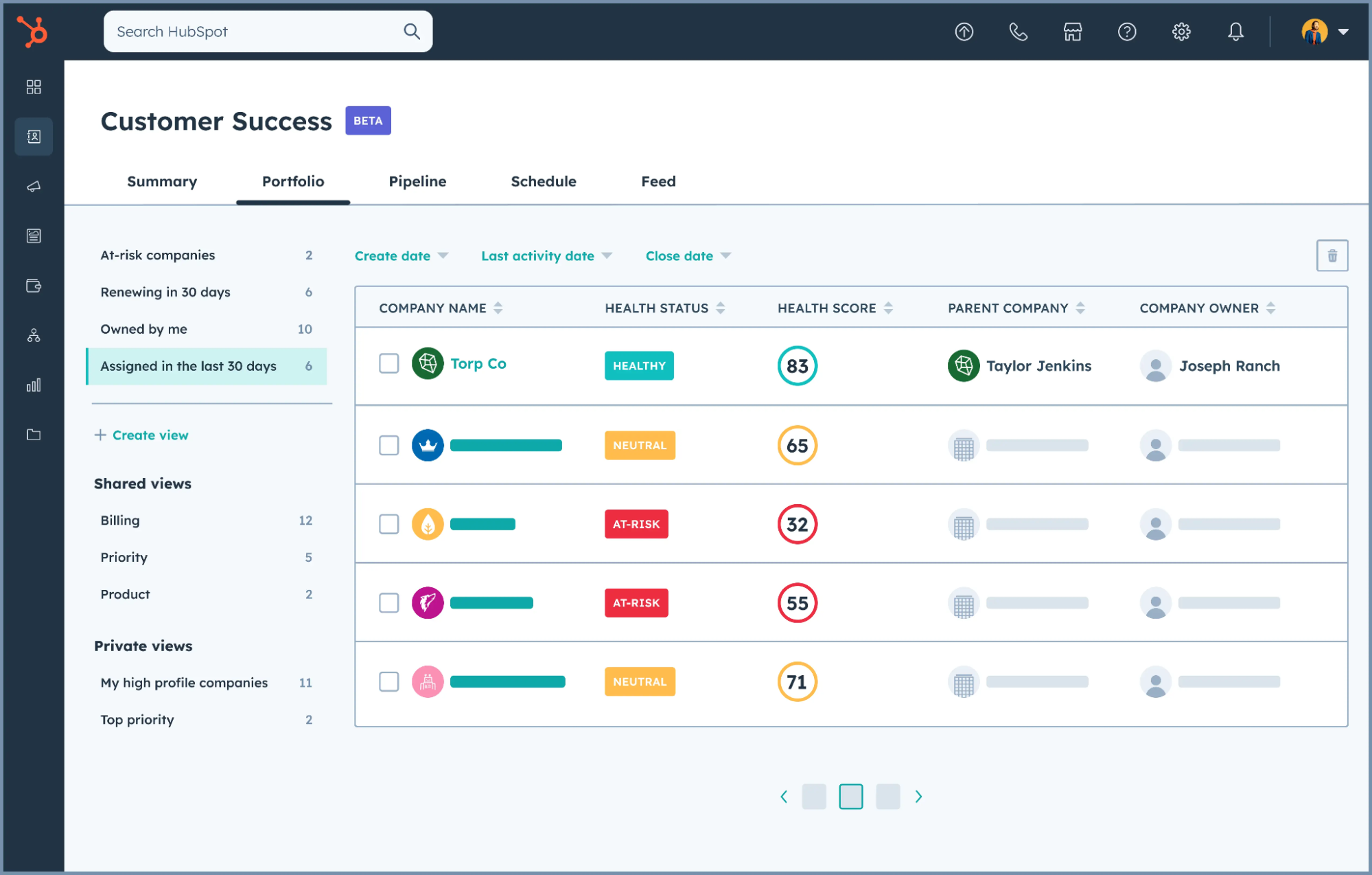 Customer Success Workspace Interface