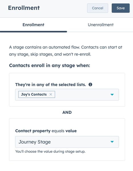 HubSpot, set enrollment rules