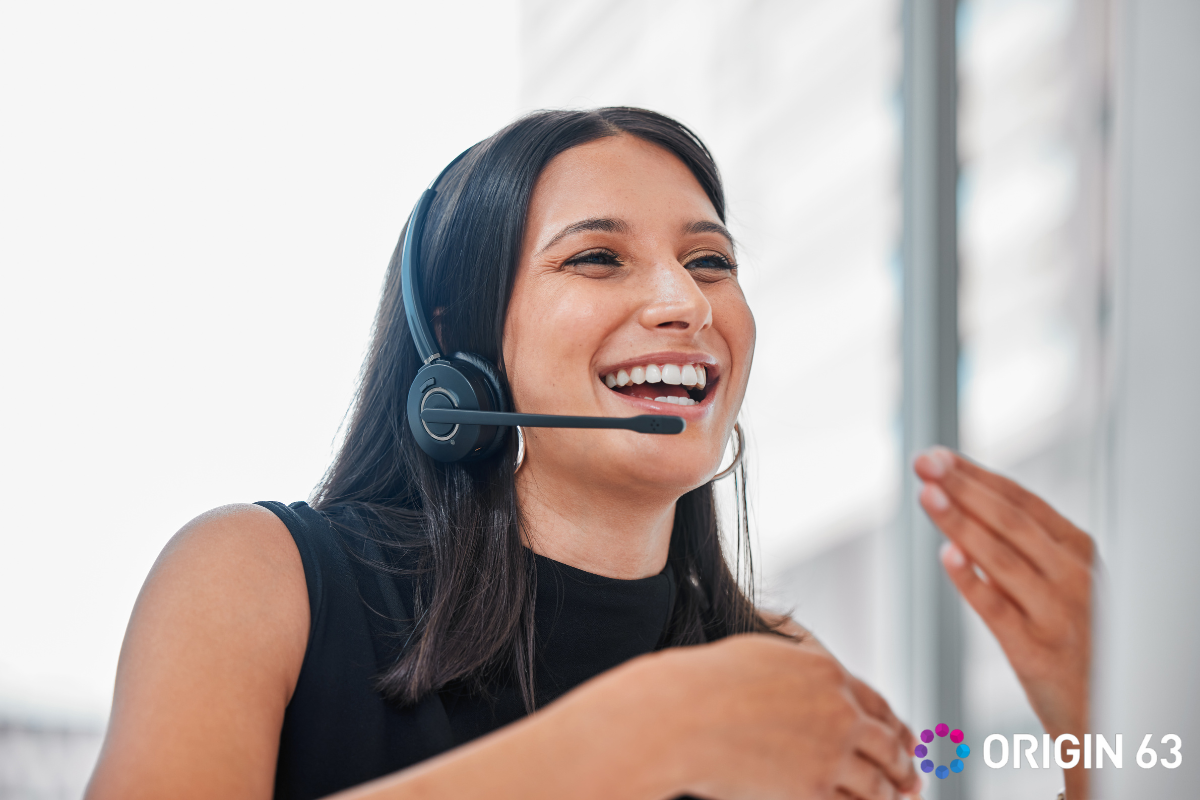 Customer Service Representative talking to a customer in targeted campaign based on health scores
