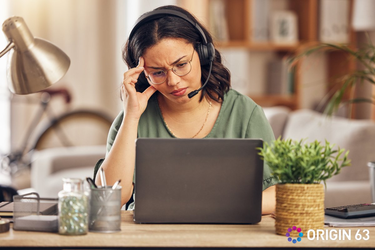 Customer support agent experiencing remote work challenges