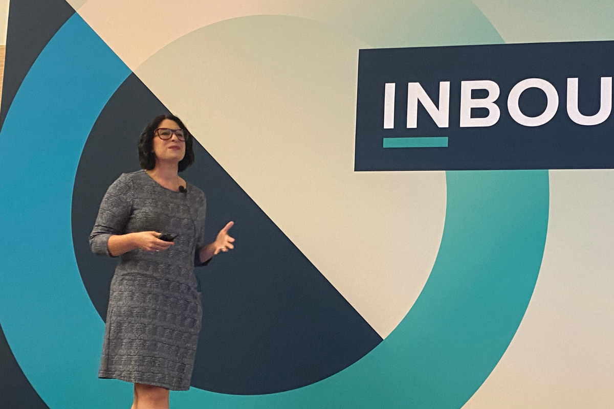 Sam Anderson speaking at INBOUND 2024 education session, "How Customer Support Can Unlock Your Next Marketing Campaign."