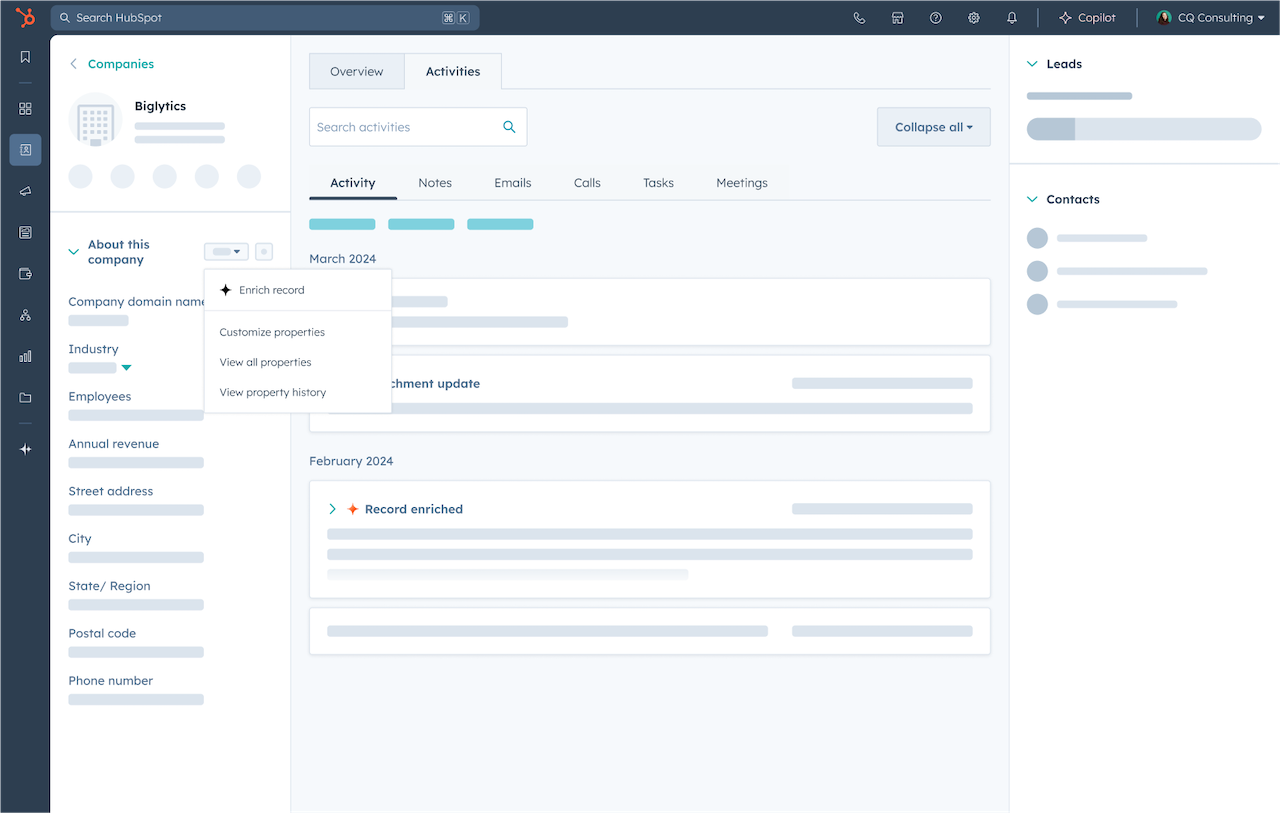 HubSpot, Data Enrichment, Lead Scoring
