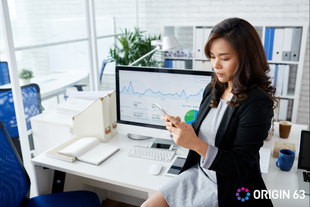 Businesswoman using HubSpot CRM for Data Management