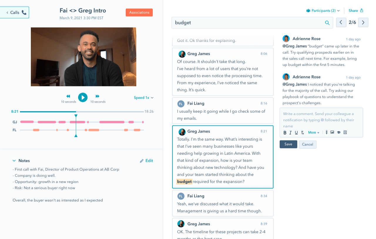 Reviewing Call Recordings and Transcripts for Insights in HubSpot