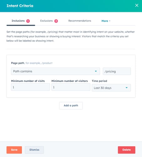 HubSpot Buyer Intent, Assign Intent Criteria
