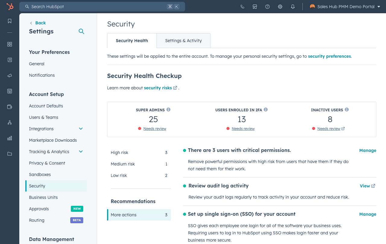 Protect your data from breaches, HubSpot Role-based access controls