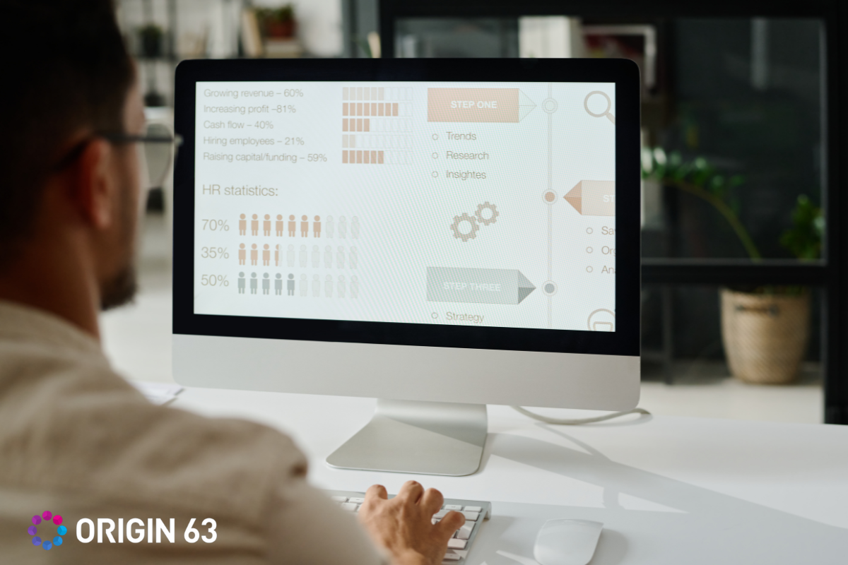  Person looking at analytics and insights, track product usage