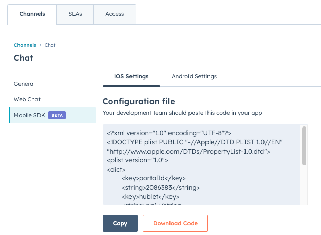  Installation and setup of HubSpot’s Mobile SDK
