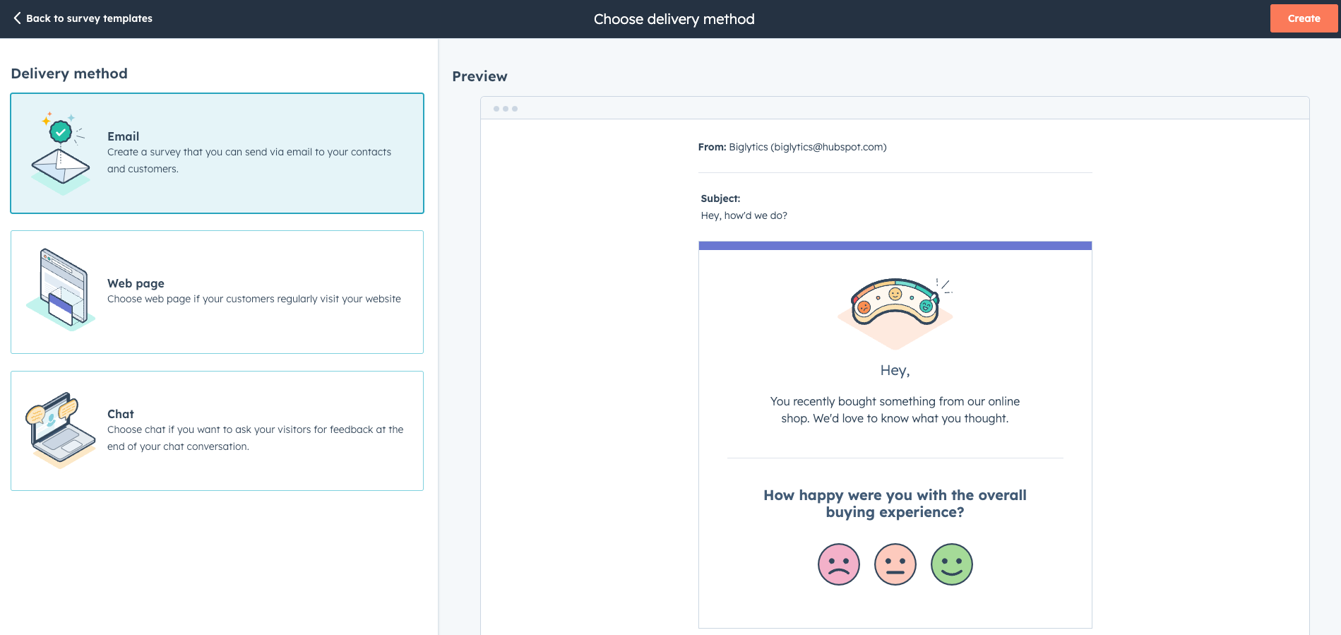HubSpot, Set Up the Survey