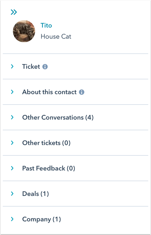 HubSpot Conversations, Use the right sidebar