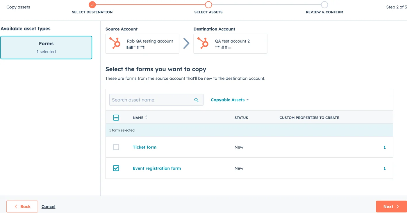 HubSpot, Share Assets and Data Between Accounts