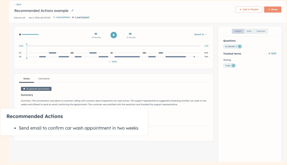  HubSpot’s Recommended Follow-Up Actions, HubSpot AI