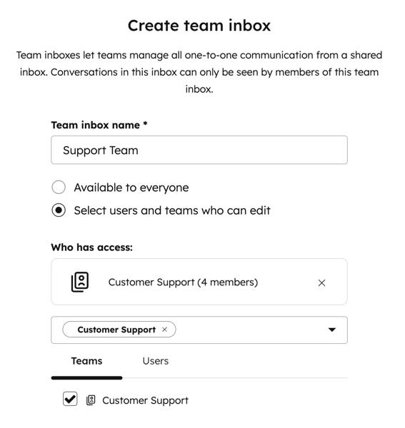 HubSpot Service Hub, Shared Inbox