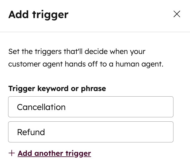 HubSpot, set handoff triggers