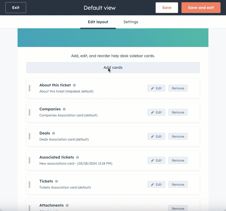 HubSpot, customize sidebar in help desk