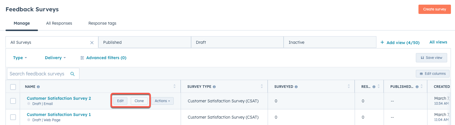 HubSpot, CSAT surveys