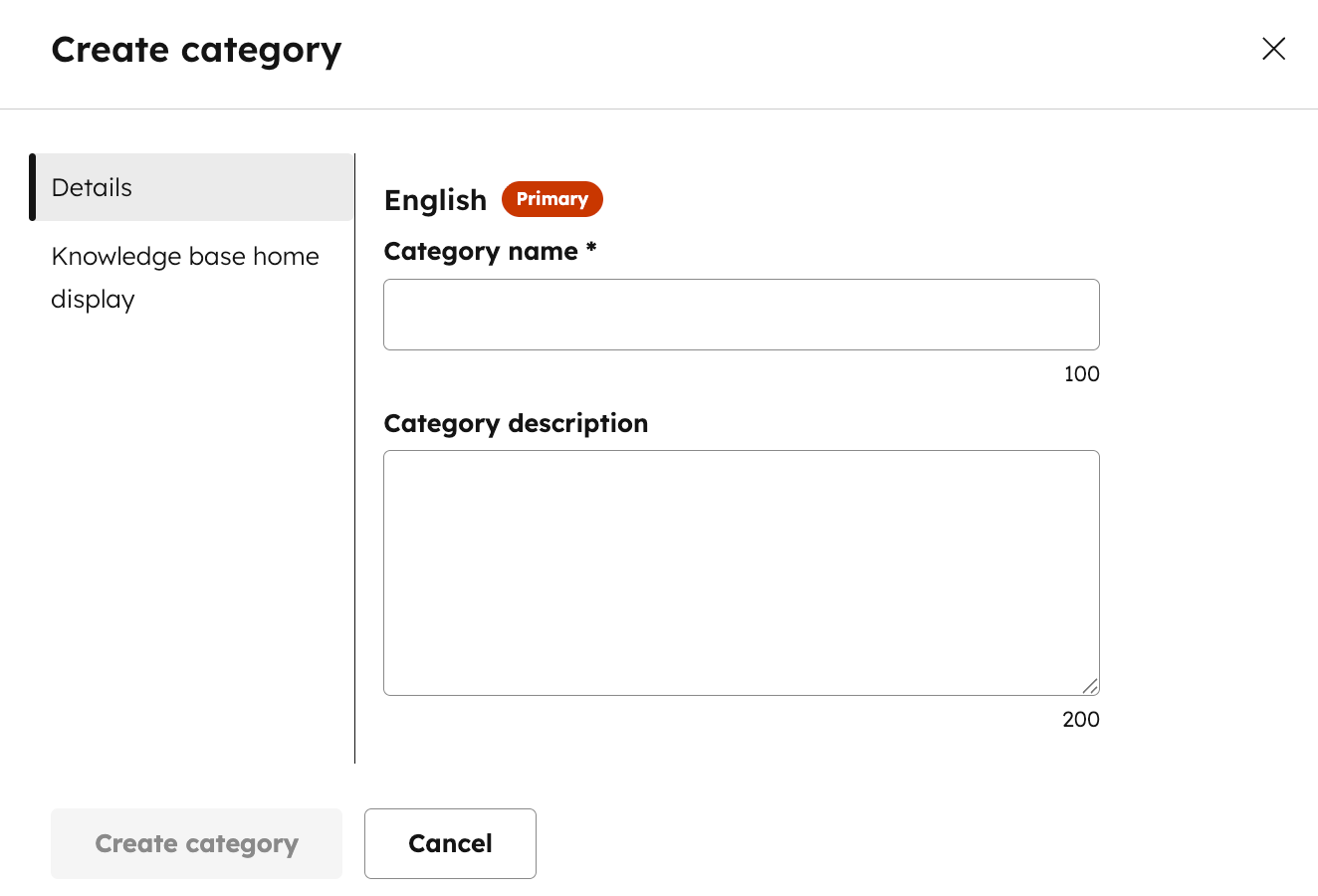 HubSpot, Create and customize knowledge base categories