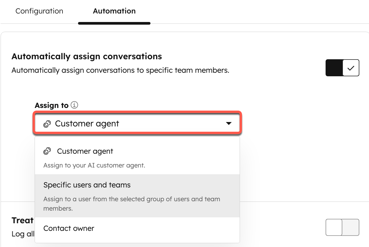 HubSpot, Automatically assign conversations