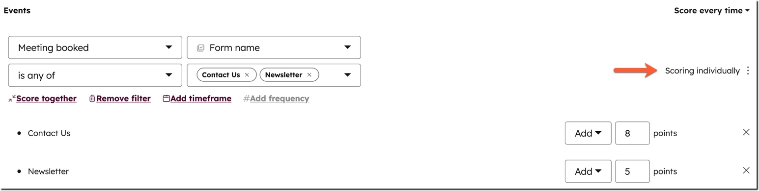 HubSpot Customer Health Score, Create Event Scores