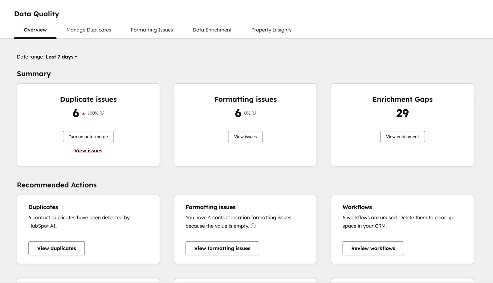 HubSpot Data Hub, data quality AI