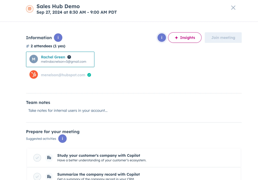 HubSpot, AI Meeting Assistant Insights