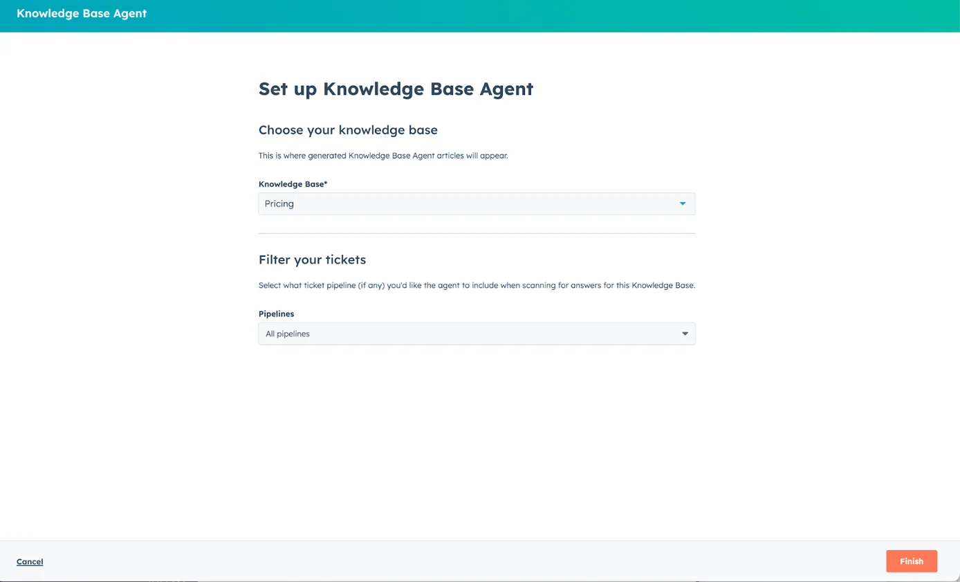 Set Up HubSpot Knowledge Base Agent